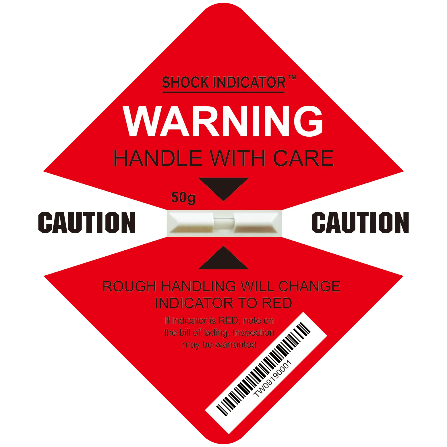 50g Shock Indicator For Shipping Packaging Shock Detector Label